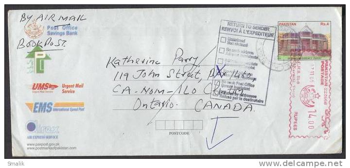 Return To Sender Cover Stationery Envelope, Pakistan To CANADA 17-11-2005 - Pakistan