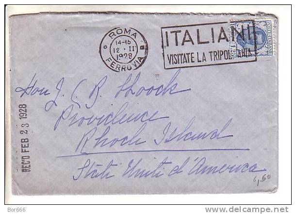 GOOD OLD ITALY Postal Cover To USA 1928 - Good Stamped & Nice Cancel - Marcophilia