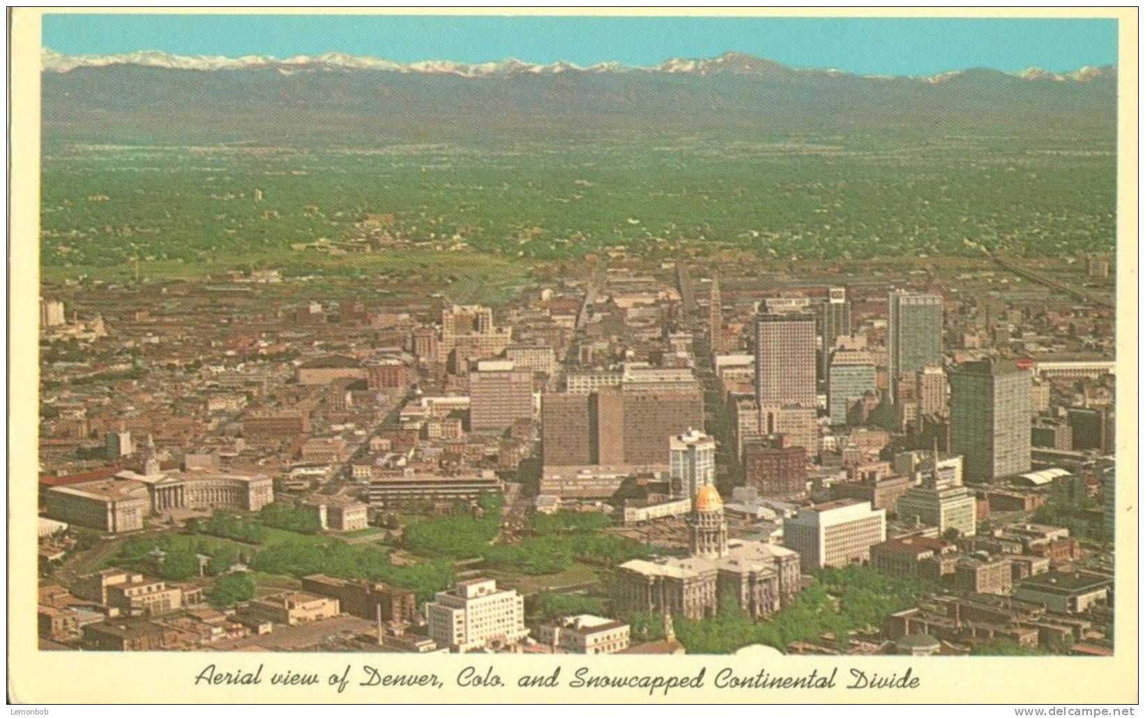 USA – United States – Aerial View Of Denver, Colorado, And Snowcapped Continental Divide, 1960s Unused Postcard [P4978] - Denver