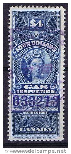 Canada 4 Dollar Gas Inspection 1897 - Fiscali