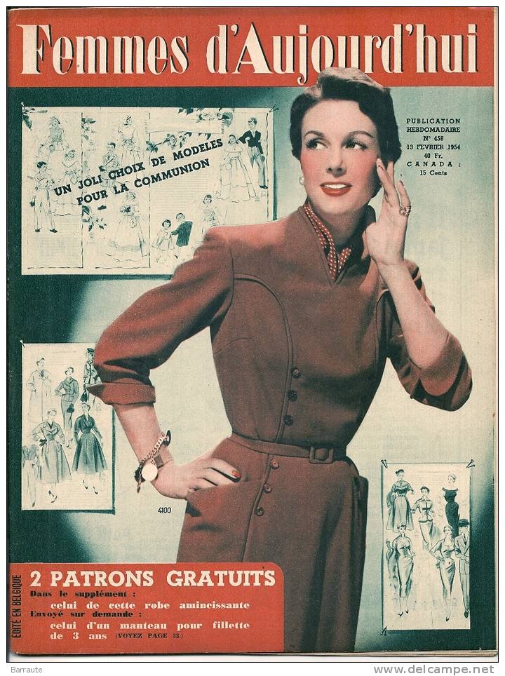 Femmes D´aujourd´hui N° 458 Du 13/02/ 1954   Interview De Jan KIEPURA Et Martha EGGERTH. - Fashion