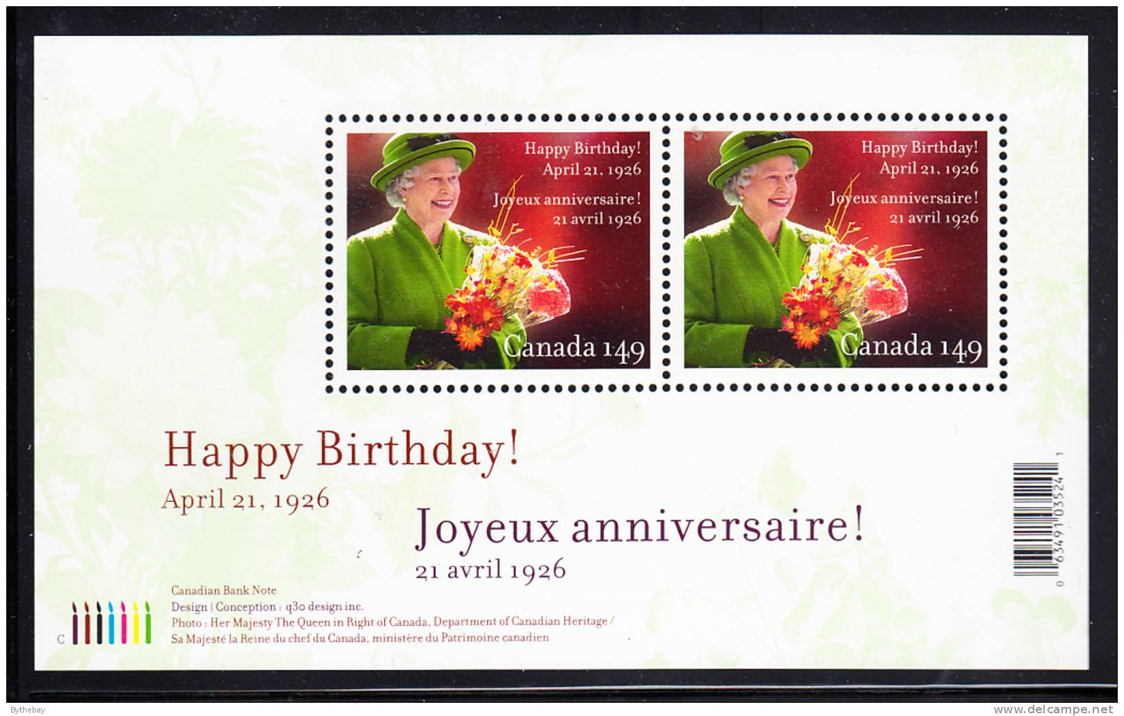 Canada MNH Scott #2150 Souvenir Sheet Of 2 $1.49 Queen Elizabeth II - Nuevos