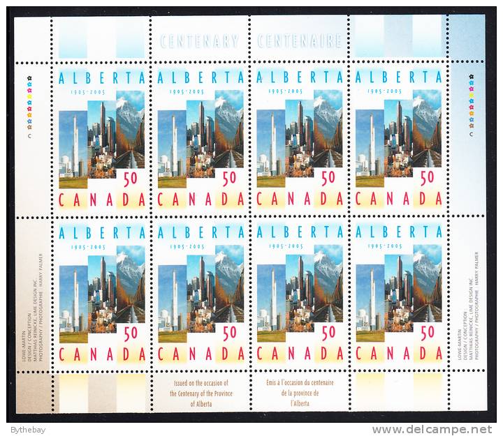 Canada MNH Scott #2116 Minisheet Of 8 50c Alberta Centennial - Full Sheets & Multiples