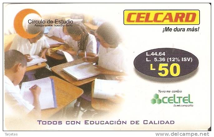 TARJETA DE HONDURAS DE 50 LEMPIRAS  DE CELCARD CIRCULO DE ESTUDIO - Honduras