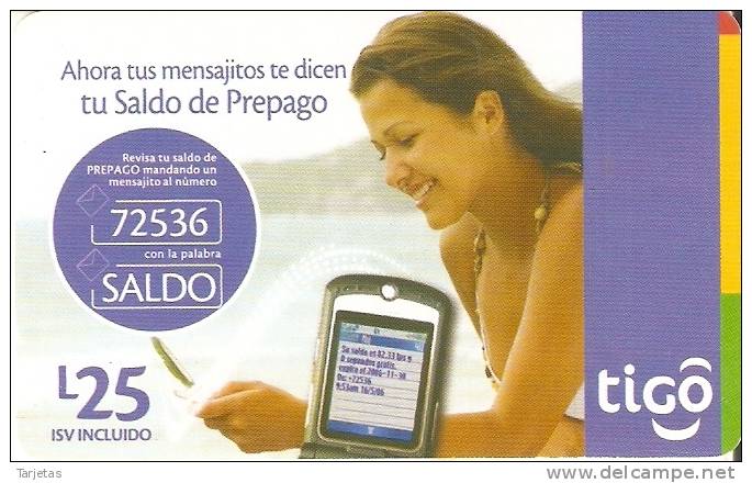 TARJETA DE HONDURAS DE 25 LEMPIRAS  DE TIGO  - SALDO - Honduras