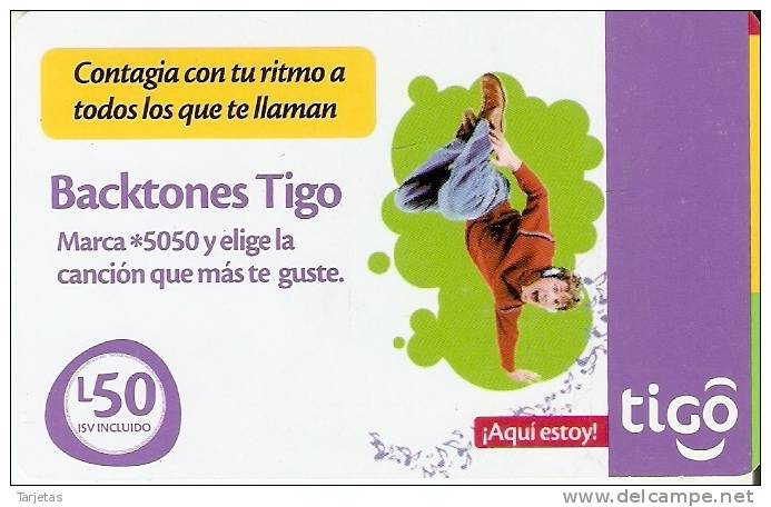 TARJETA DE HONDURAS DE 50 LEMPIRAS - BACKTONES TIGO - Honduras