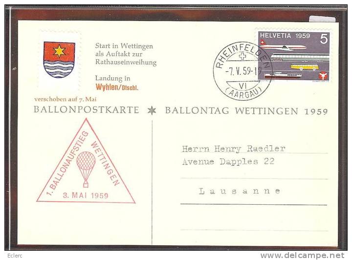 GRÖSSE 10x15 - RHEINFELDEN - BALLONAUFSTIEG - BALLONTAG WETTINGEN 1959 - TB - Rheinfelden