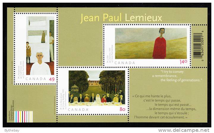 Canada MNH Scott #2068 Souvenir Sheet Of 3 49c, 80c And $1.40 Jean Paul Lemieux Paintings - Unused Stamps