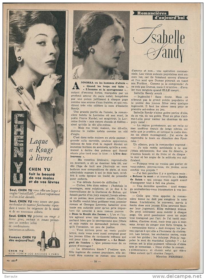 Femmes D´aujourd´hui N° 450 Du 19/12/ 1953   Interview De Dany ROBIN . - Mode