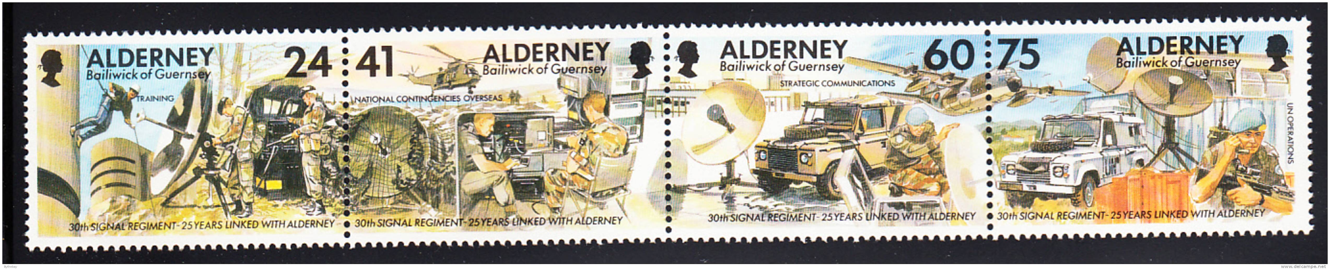 Alderney Scott #91 MNH Strip Of 4 30th Signal Regiment - 25th Anniversary - Alderney
