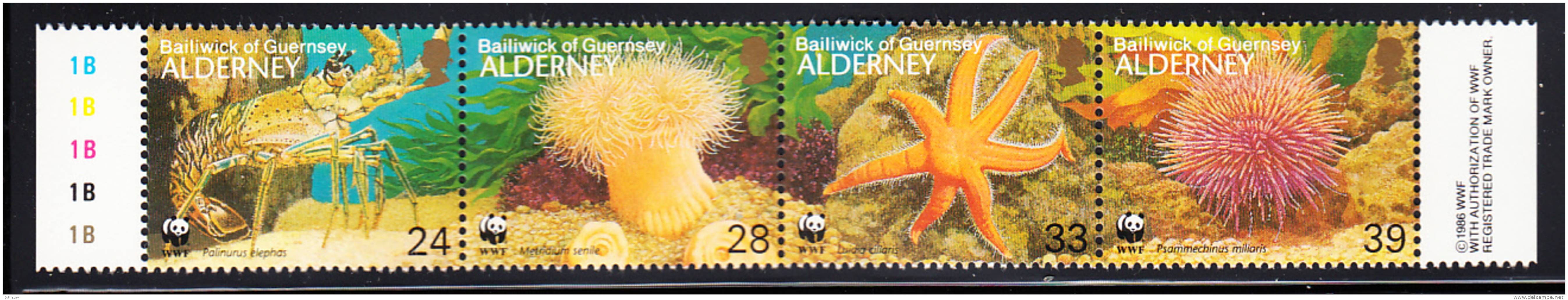 Alderney Scott #69 MNH Strip Of 4 Marine Life - Alderney