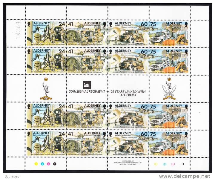 Alderney Scott #91 MNH Minisheet Of 4 Strips Plus Gutter 41p 30th Signal Regiment - Alderney