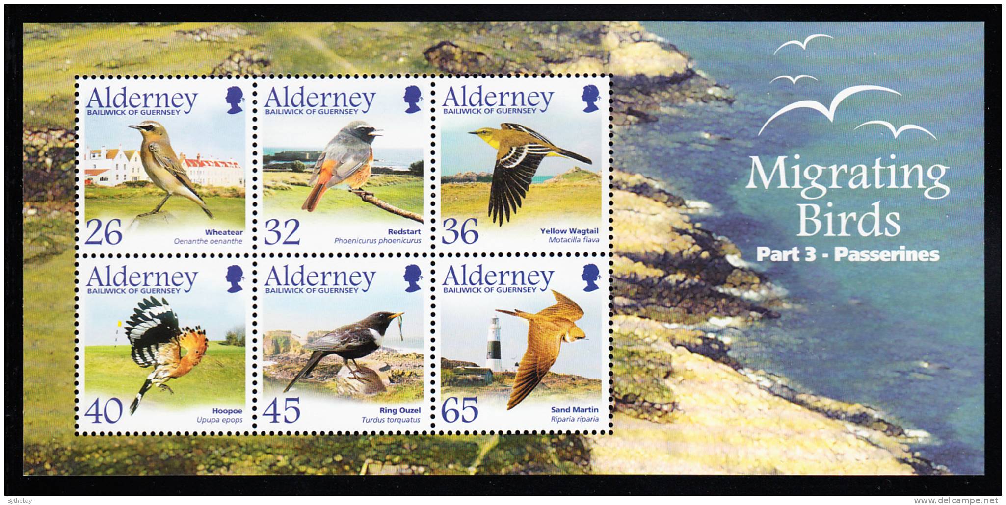 Alderney Scott #238a MNH Souvenir Sheet Of 6 Migrating Birds - Passerines - Alderney