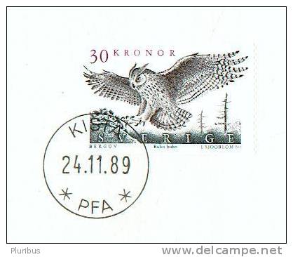 SWEDEN 1989  , OWL , PFA SPECIAL GIFT PUBLICATION - Hiboux & Chouettes
