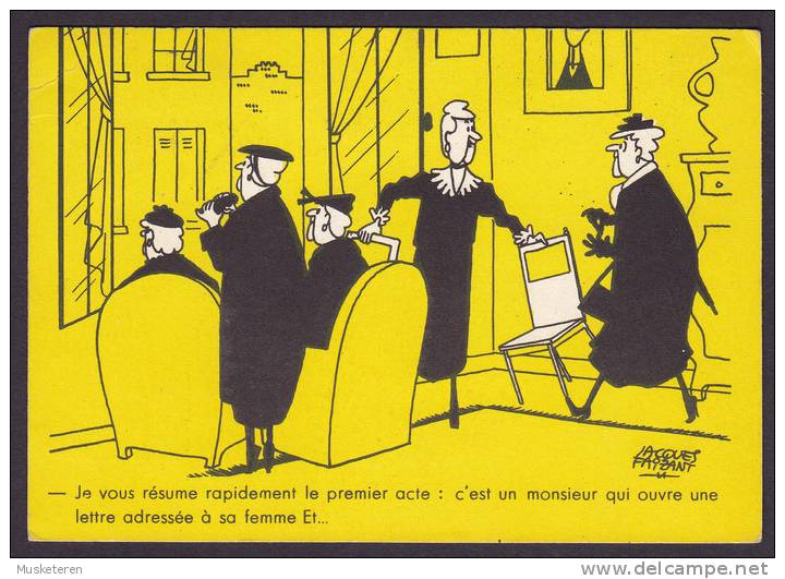 France CPA Signed Jacques FAIZANT Humour PARIS 1960 Card To Danemark (2 Scans) - Faizant