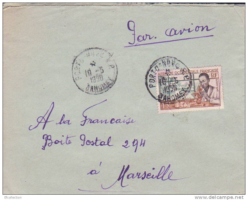 PORTO NOVO R.P - Dahomey - 1956 - Afrique - Colonie - Laboratoire Médical & Village Indigène - Lettre Pour Marseille - Covers & Documents