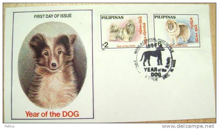 1994 PHILIPPINES FDC YEAR OF THE DOG DOGS HUND CANNIS - Dogs