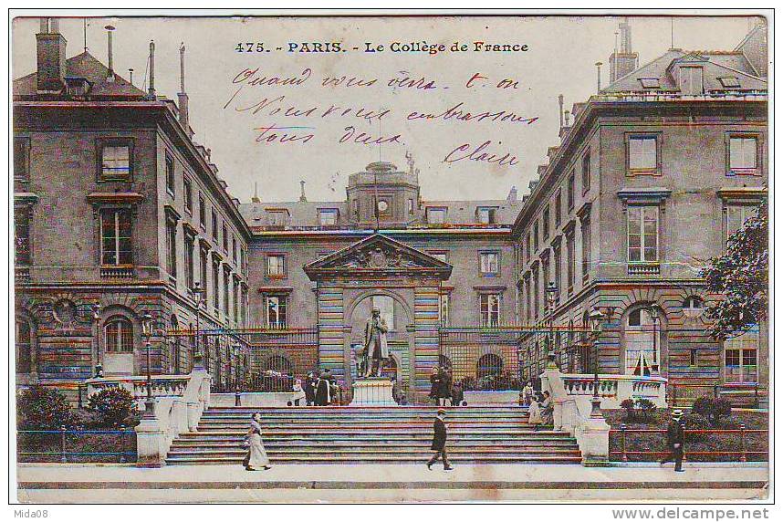 75. PARIS .  LE COLLEGE DE FRANCE . ANIMATION. CARTE TAXEE. - Enseignement, Ecoles Et Universités