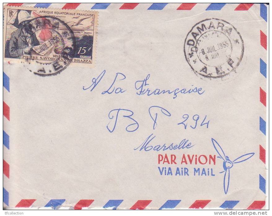 Afrique,A.E.F,République Centrafricaine,Damara Le 8/07/1955 > France,lettre Par Avion,Colonies,rare - Otros & Sin Clasificación