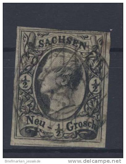 Sachsen Michel No. 8 Gestempelt Used Nummerngitterstempel 58 - Sachsen