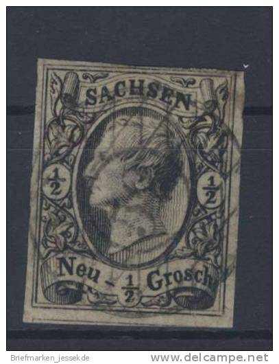 Sachsen Michel No. 8 Gestempelt Used Nummerngitterstempel 58 - Saxe