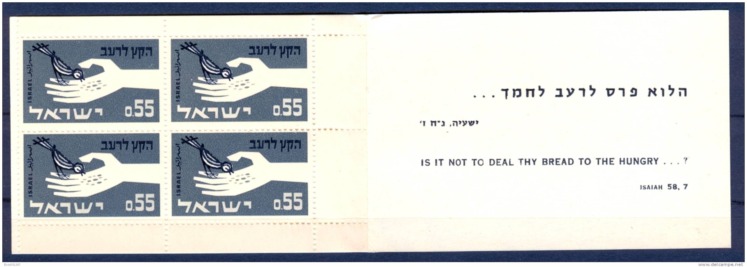 Israel BOOKLET - 1963, Michel/Philex Nr. : 282 "HUNGER", Mint Condition - TETE BECHE - Cuadernillos