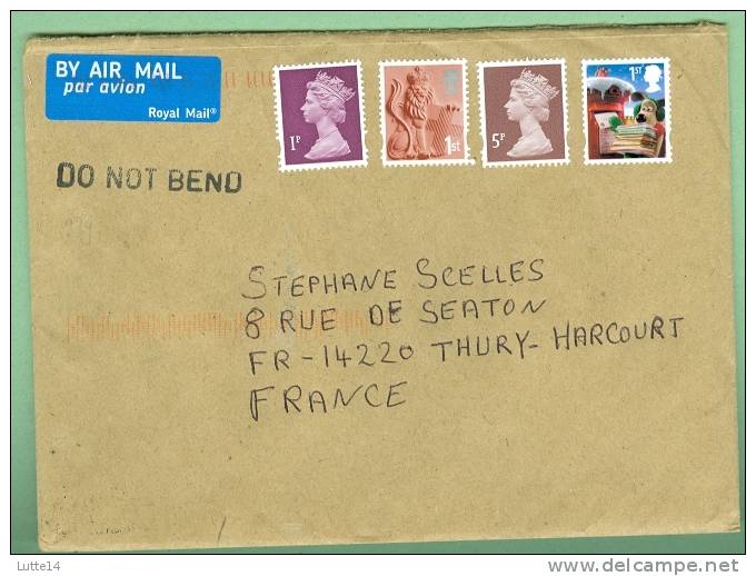 GRANDE BRETAGNE : 4 Timbres Sur Lettre : Chien - Lettres - Zonder Classificatie