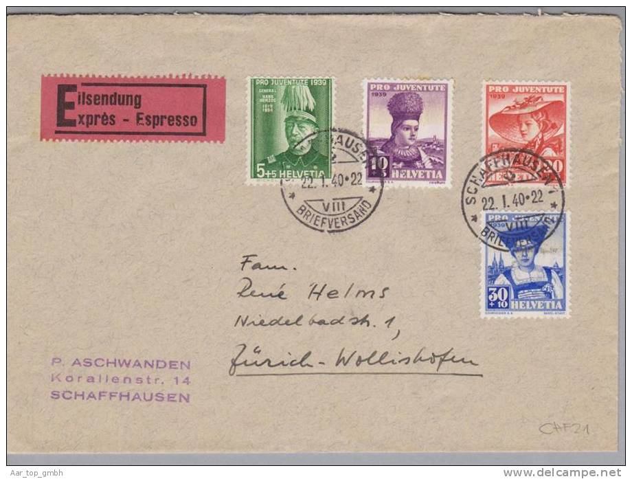 Schweiz 1940-01-22 Pro Juventute Express-Satz-Brief - Storia Postale