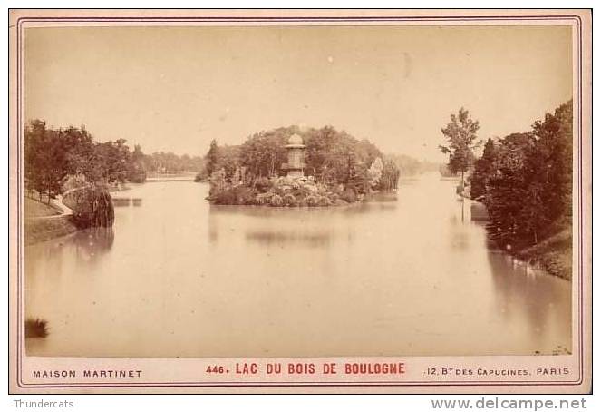 CABINET GRAND PHOTO ALBUMINE SUR CARTON **  VINTAGE ALBUMEN CABINET **  MAISON MARTINET PARIS LAC DU BOIS DE BOULOGNE - Anciennes (Av. 1900)