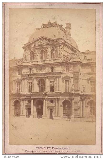 CABINET GRAND PHOTO ALBUMINE SUR CARTON **  VINTAGE ALBUMEN CABINET ** PIGNOLET PARIS VUE LE LOUVRE - Anciennes (Av. 1900)