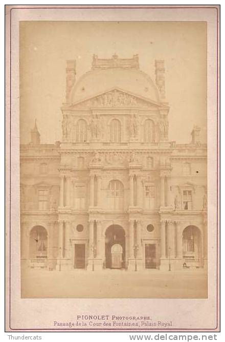CABINET GRAND PHOTO ALBUMINE SUR CARTON **  VINTAGE ALBUMEN CABINET ** PIGNOLET PARIS VUE LE LOUVRE - Anciennes (Av. 1900)