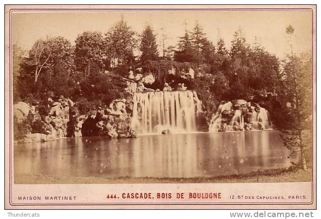CABINET GRAND PHOTO ALBUMINE SUR CARTON **  VINTAGE ALBUMEN CABINET ** MAISON MARTINET PARIS CASCADE BOIS DE BOULOGNE - Anciennes (Av. 1900)