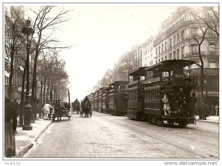 Cpa, Paris 1900, Encombrements, Bus à Deux Niveaux, Reproduction - Transport Urbain En Surface