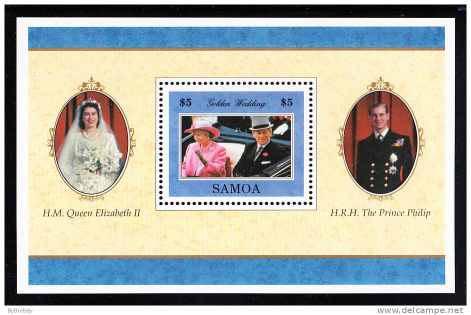 Samoa Scott #942 MNH Souvenir Sheet $5 50th Anniversary QEII And Prince Philip - Samoa