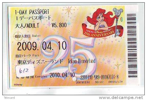 Disney * PASSPORT * Entreecard JAPON * TOKYO DISNEYLAND Passeport (612) JAPAN PASS * CINEMA * FILM * LITTLE MERMAID - Disney