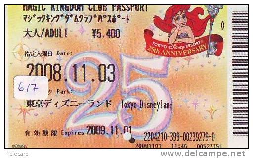 Disney * PASSPORT * Entreecard JAPON * TOKYO DISNEYLAND Passeport (617) JAPAN PASS * CINEMA * FILM * LITTLE MERMAID - Disney