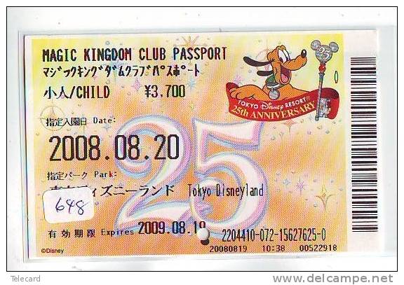 Disney * PASSPORT * Entreecard JAPON * TOKYO DISNEYLAND Passeport (648) JAPAN PASS * CINEMA * FILM - Disney