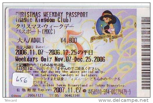 Disney * PASSPORT * Entreecard JAPON * TOKYO DISNEYLAND Passeport (656) JAPAN PASS * CINEMA * FILM * ALADDIN * CHRISTMAS - Disney