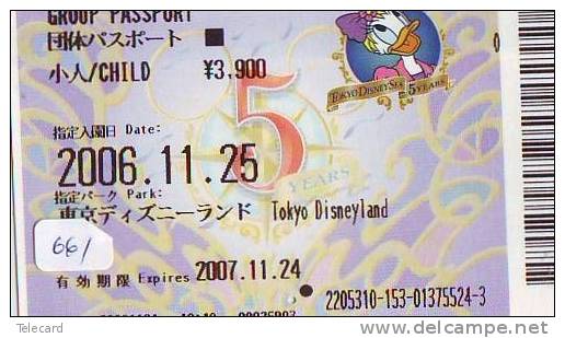 Disney * PASSPORT * Entreecard JAPON * TOKYO DISNEYLAND Passeport (661) JAPAN PASS * - Disney