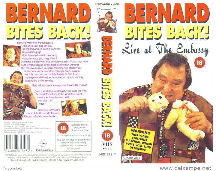 BERNARD BITES BACK - Bernard Manning (Details In Scan) - Comedy