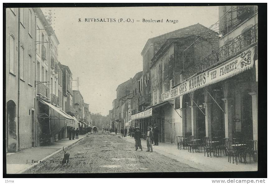 Pyrénées Orientales Rivesaltes 8 Boulevard Arago Fau Animée Grand Café Maumus 1918 - Rivesaltes