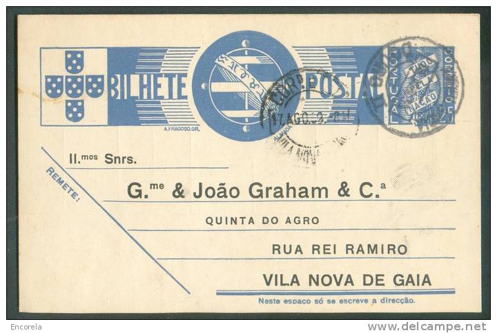 EP Carte $25 Obl. Dc. AMBULANCIA DOURO I Du 17-8-1939 Vers Vila Nova De Gaia. TB  - 6965 - Interi Postali