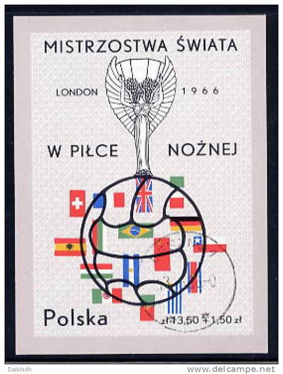 POLAND 1966 World Football Cup Block Used.   Michel Block 38 - Gebruikt