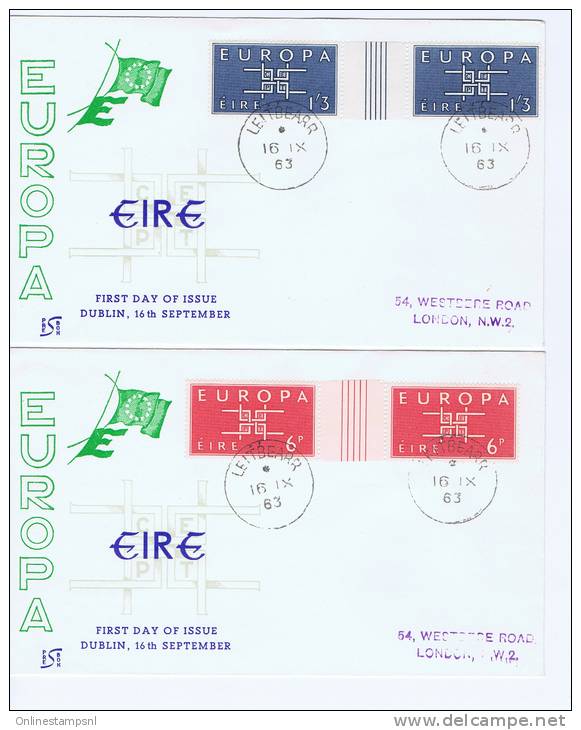 Ireland 1963 CEPT Europe Issue, Set Of 2 With Cutter Pairs , Rare! - Altri & Non Classificati