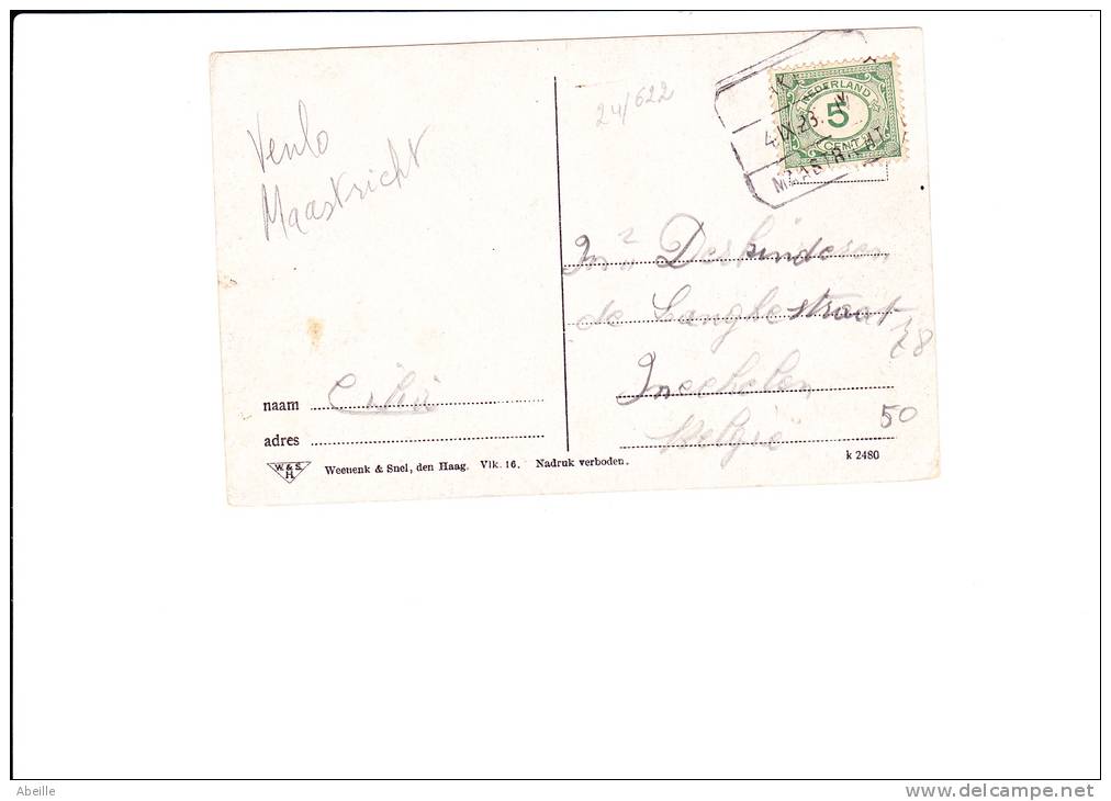 24/622   POSTKAART TREINAFSTEMPELING  VENLO/MAASTRICHT  1923 - Railway