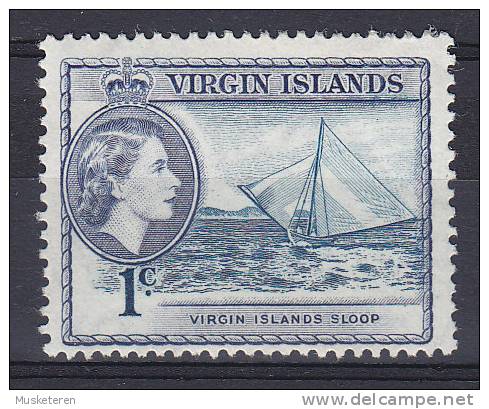 British Virgin Islands 1956 Mi. 112     1 C Queen Elizabeth II & Virgin Island Sloop Ship Schiff MH* - Britse Maagdeneilanden