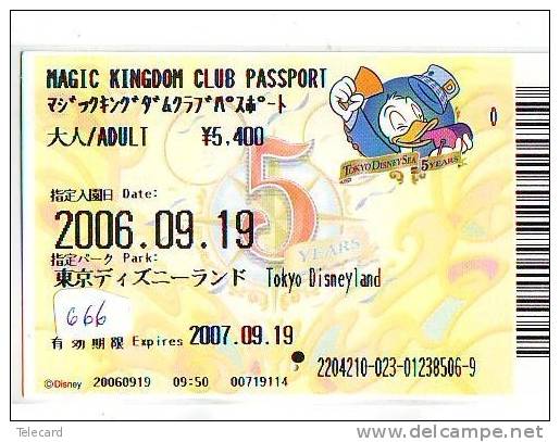Disney * PASSPORT * Entreecard JAPON * TOKYO DISNEYLAND Passeport (666) JAPAN PASS * - Disney