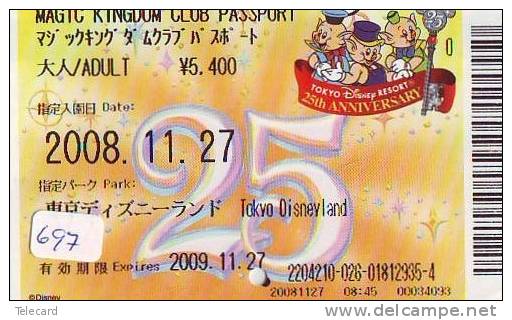 Disney * PASSPORT * Entreecard JAPON * TOKYO DISNEYLAND Passeport (697) JAPAN PASS * CINEMA * FILM - Disney