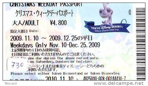 Disney * PASSPORT * Entreecard JAPON * TOKYO DISNEYLAND Passeport (730) JAPAN PASS * CINEMA *FILM * MONSTERS * CHRISTMAS - Disney
