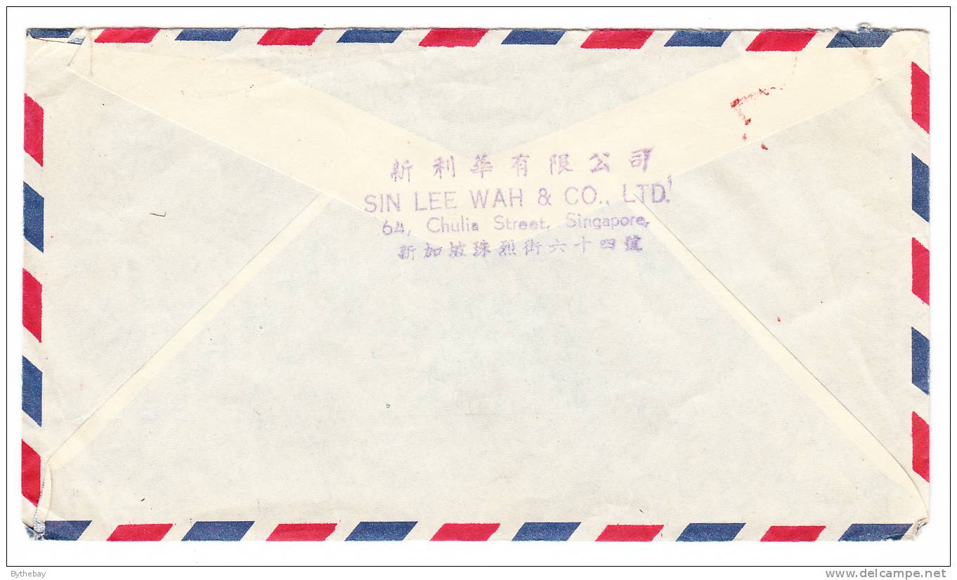 Singapore Airmail Cover To Saint John's NL 1954 - Singapore (...-1959)